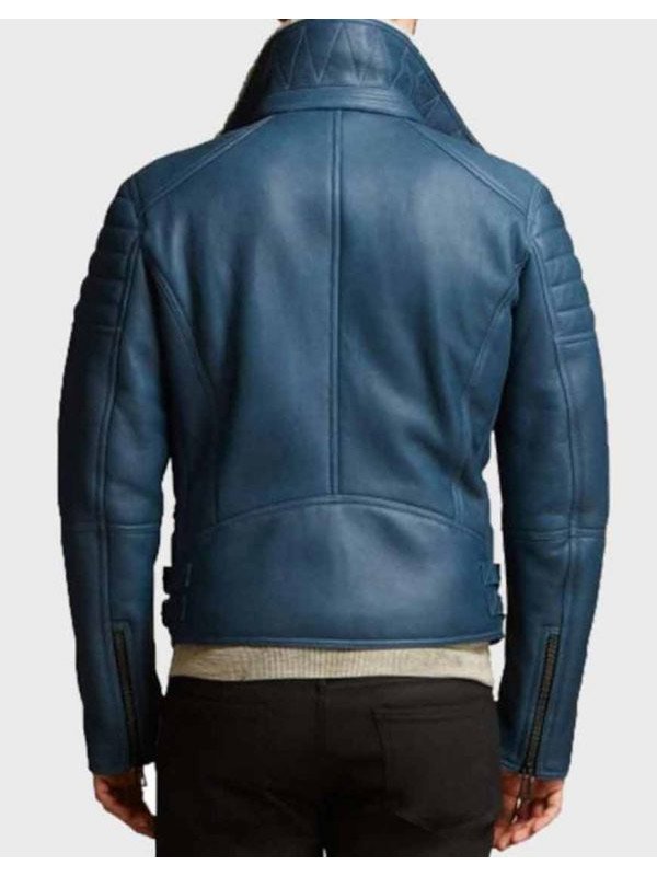 Men's Asymmetrical Shearling Leather Jacket