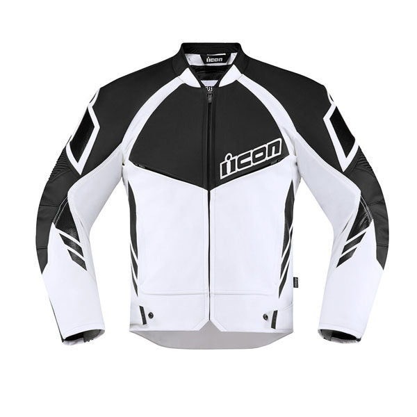 White And Black Motorcycle Icon Leather Jacket