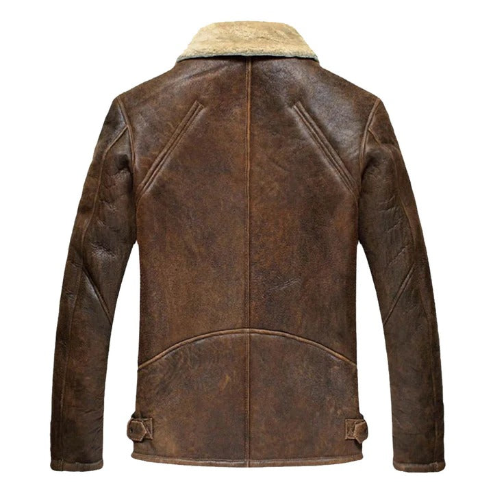Brown Leather Fur Coat