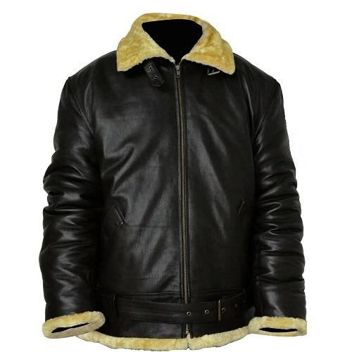 ﻿Aviator Mens Black Leather Jacket