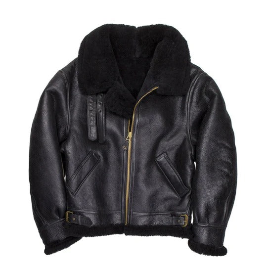 Mens B3 Black Premium Sheepskin Leather Jacket