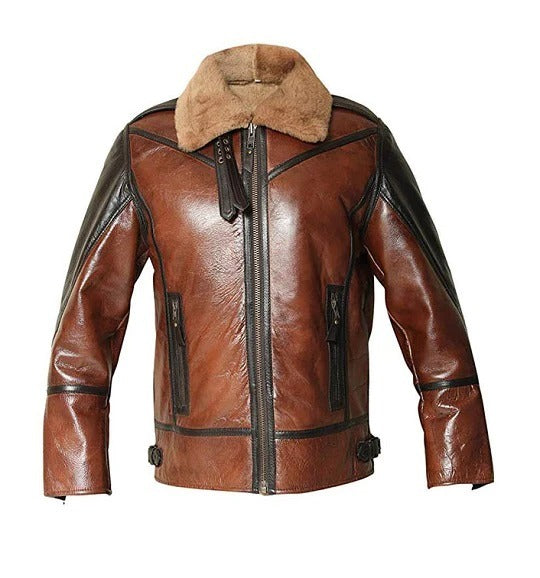 Mens B3 RAF Brown Sheepskin Leather Pilot Jacket