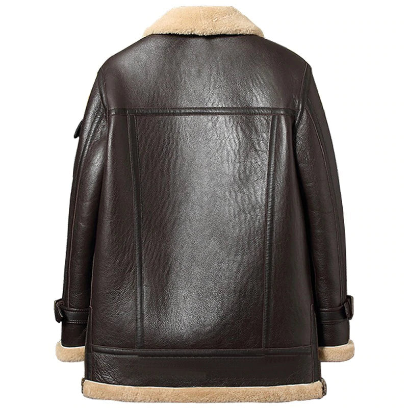 Mens Brown Sheepskin Long Shearling Coat