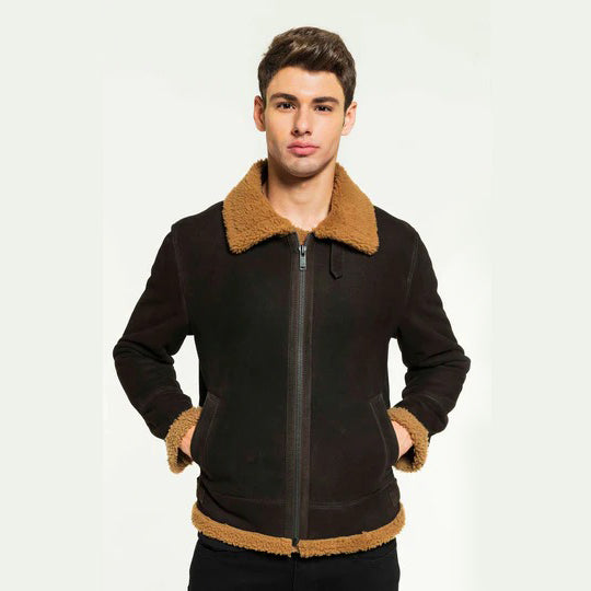 Mens Aviator Tofee Shearling Jacket