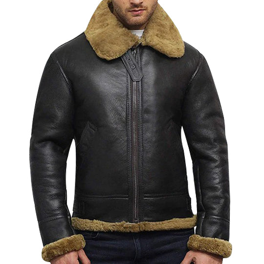 ﻿Mens Aviator B3 World-war2 Real Shearling Sheepskin Flying Jacket