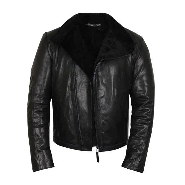 ﻿Mens Black Shearling Sheepskin Jacket