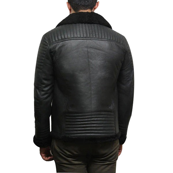 Mens Black Sheepskin Flying Jacket