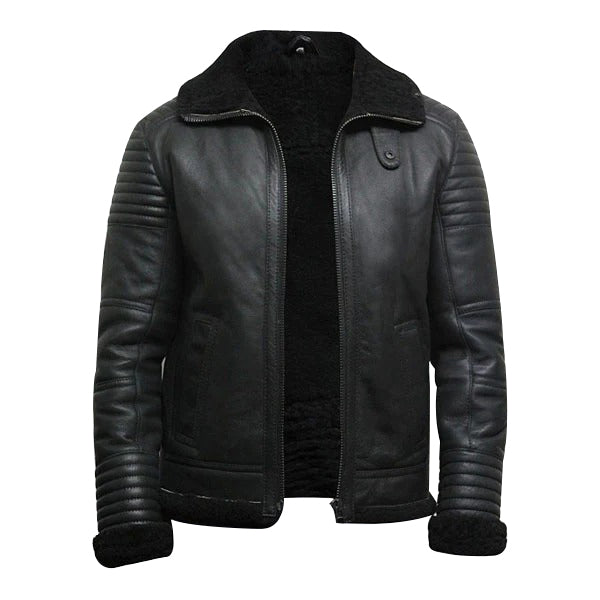 Mens Black Sheepskin Flying Jacket