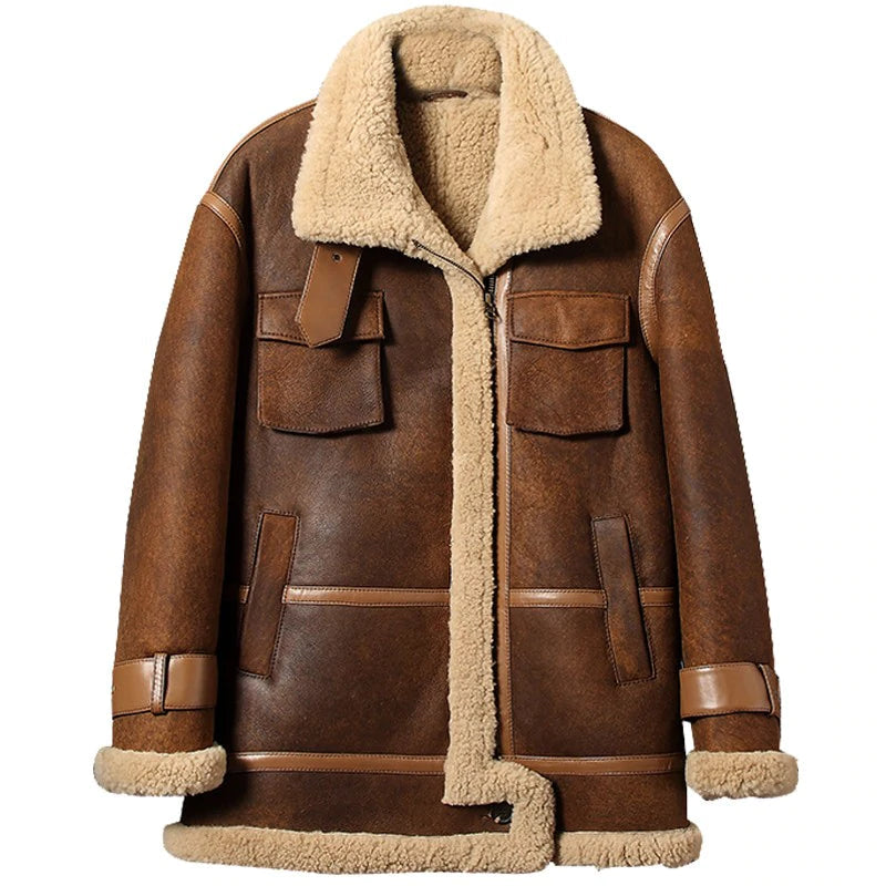 Men's Sheepskin Shearling Long Coat